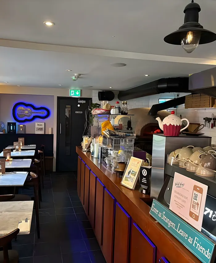 The counter and open kitchen at Wild Ways